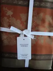 Williams Sonoma Foliage Jacquard Fall Thanksgiving cocoa tablecloth 70 108 New