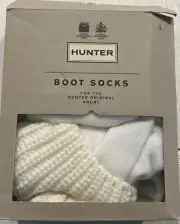 Hunter 1098 Unisex White Half Cardigan Boot Socks Size L