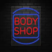Body Shop Neon Sign for Retail Displays | LED Flex Neon | 18"W x 24"H x 1"D