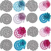 8Pcs 3D Flowers Spiral Metal Cutting Dies for Card Making DIY Scrapbooking Embossing Stencil Die Cuts Punch Template Mould Arts Crafts Metal Cutting Dies for Paper Crafting Handmade Crafts