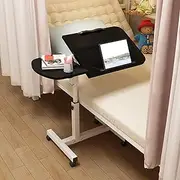 KAPEICamper Portable Moveable Laptop Table,Rolling Computer Stand with Adjustable Height，Tabletop 360° Swivel with Water Cup Holder,Tray Table Bedrooms Work Desk for Small Space Home Office (Black)