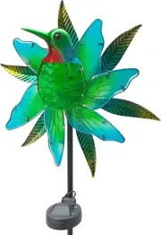 Hummingbird Wind Spinner Solar Light Outdoor Pathway Yard Sculpture Wind Catcher