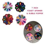 7 INCH FLOWER FIDGET & BUBBLE POP RAINBOW TOY SILICONE STRESS RELIEVER