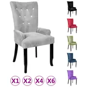 2/4/6x Dining Chair with Armrests Dinner Seating Velvet Multi Colours vidaXL