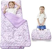 Lasoftan Toddler Nap Mat with Pillow and Blanket, Extra Large Rolled Napping Mats,Slumber Bags for Boys Girls,Kids Sleeping Bag for Daycare, Preschool Travel Camping
