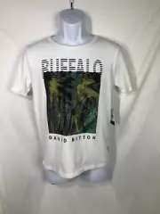 BUFFALO DAVID BITTON Short Sleeve Round Neck Palm Tree Print Tshirt-14/16-White