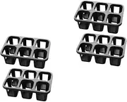 Sosoport 2sets 6 Hole Bracket Tray Plants Water Plant Pot Carrier Succulents Pot Stand Small Flowerpot Support Succulent Holder Bracket Flowerpot Holder Black Plastic 2pcs*2