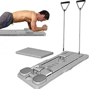Foldable Pilates Reformer Machine Board Set, Multifuctional Ab Roller Exercise Wheel with Elbow Support and Automatic Rebound, Pilates Board, with Resistance Rope Abdominal Exercise Equipment Gray