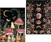 2 Pack Diamond Painting Kits for Adults,5D DIY Mushroom Forest Full Drill Round Art Gems with Moon Diamond Art Perfect for Home Wall Decor Diamond Dotz Inch12x16