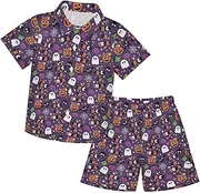 [Caihoyu] Toddler Baby Boy Short Sleeve Button Down Shirt Top Shorts Set Toddler Boy Clothes Summer Clothing