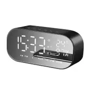 S2 Dual Units Wireless bluetooth Speaker LED Display Clock Mirror FM Radio Heavy Bass Speaker BLACK COLOR