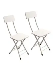 [SOGA] Space Saving Lightweight Foldable Chair Set of 2 in White