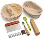 Bread Banneton Proofing Basket Set of 2, 9 Inch Round & 10 Oval Cane Sourdough
