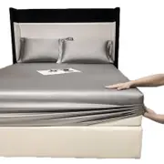 Catzon Soft Luxury Silky Satin Bed Sheets Pillowcase 3 Piece Set Bedding-OdinGrey