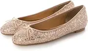 [EVOL] (イーボル) Evor Women's Round Flat Ballet Pumps, Lightweight, Cushioned, LPK, 23.5 cm