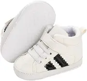 [Babelvit] Baby Boy Girl Soft Sole Canvas Sneakers Sparkle High Top Lace Up Infant Unisex Ankle Shoes Boots Toddler Newborn Prewalker First Baby Walking Crib Shoes