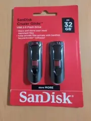 SanDisk Cruzer Glide 32GB USB Disk USB 2.0 Flash Drive Memory Stick 2 pack.