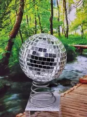 Mini 4" Disco Ball Silver mirrored Christmas Tree Topper New NWOT