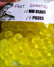 UV Sink Fishing Premium Trout/Salmon/Steelhead Beads 10mm 17ct frost chartreuse