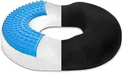 Donut Pillow Seat Cushion Orthopaedic Design Tailbone & Coccyx Memory Foam Gel Pillow Pain Relief for Hemorrhoid, Pregnancy Post Natal, Surgery, Sciatica, for Home Car or Office Chairs by Lexia