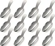 Dessert Spoon 12 Pcs Stainless Steel Salt Spoon Short Handle Coffee Scoop Mini Tea Spoons for Small Jars, Sugar, Honey, Spice, Ice Cream, Milk Powder (12 x Silver)