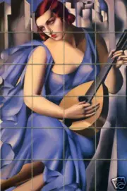 24 x 36 Ceramic Mural Bath Backsplash Art Deco Tile