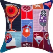 Tapestry Pillow Cover DIY kit "Beverages" Needlepoint kit Printed canvas