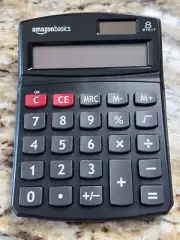 Amazon Basics 8-Digit Desktop Calculator (Solar/Battery) BLACK