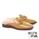 穆勒鞋 HELENE SPARK 復古時髦粗鏈毛毛方頭低跟穆勒拖鞋－黃