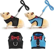 Guinea Pig Harness and Leash, Guinea Pigs Harness, Guinea Pig Leash, Hamster Harness can be Adjusted to Any Size Soft Mesh Harness Leash with Bow for Decoration (2packs)