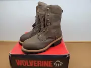 NEW MENS WOLVERINE NANTUCKET W10282 BROWN LOGGER WORK BOOTS 8.5