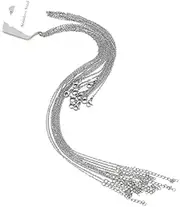 [BOSAIYA] PJ1 10pcs/lot 1.5mm Width Stainless Steel Gold Flat Cable Chain Necklace for Bulk Wholesale 45cm+5cm TL0527 (Length : 45CM Plus 5CM, Metal Color : Steel)