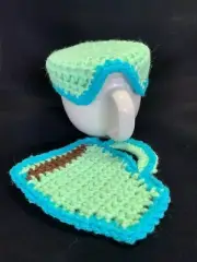 Crochet Mug Cover and Coaster Set ~ Handmade ~ Green