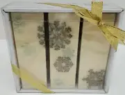 Bill Blass Set Of 3 Rectangular Pillar Candles Snowflakes 6" High New