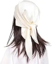 [MEANBEAUTY] 27inch Satin Square Head Scarf Neck Women 70 x 70 cm Silk Wrap Scarves Bandana Gift Box Packaging
