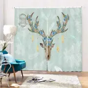 Antler Deer Leaf Shape 3D Curtain Blockout Photo Printing Curtains Drape Fabric