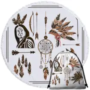 Cool Native American Set Round Beach Towel