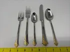 Oneida 5 Piece Serving set Golden Damask Rose 2983 18/8 Stainless With 24K...