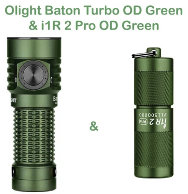 Olight Baton Turbo OD Green 510m Long-Range Flashlight & i1R 2 Pro OD Green