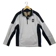 NWT Spyder Cream Quarter-Zip Pullover Men's Sweater Knit Zip Pockets Size Large