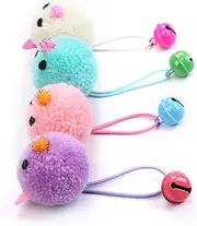 GANAZONO 5pcs Plush Cat Mouse Head Molar Random Color Teaser with Bell Sound Premium Safe Material for Chewing and Playing Reduces Boredom and Destructive Behavior Random Color