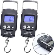 Emapoy 2 Pack Fish Scales, Portable Luggage Weight Scale with Backlit LCD Display 110lb / 50kg Electronic Balance Fishing Postal Hanging Hook Scale (Without Batteries)