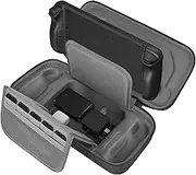 Geekria Carrying Case Compatible with Steam Deck, Hard Shell Carry Case Portable Travel Storage with Pocket Compatible with Steam Deck Accessories, and Original Charger Storage Bag (Black)