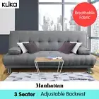 Manhattan Sofa Bed Lounge Couch Futon Furniture Home Light Grey Linen Suite