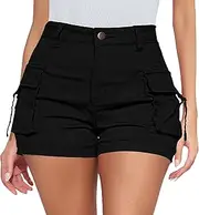 [Generic] Womens Cargo Shorts High Wasited Slim Fit Stretchy Utility Shorts Summer Casual Trendy Short with Pockets