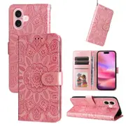 Embossed Sunflower Leather Phone Case, For iPhone 16, For iPhone 15 Pro Max, For iPhone 15 Pro, For iPhone 15 Plus