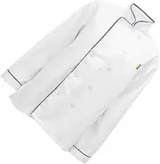 [Hoement] Chef Coat Long Sleeve Outdoor Barbecue Chef Jacket Spatter for Kitchen and Grilling and Practical Design with Trim for Men and Women