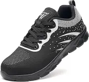 [WYJXFHL] Steel Toe Shoes for Men Women Puncture Proof Safety Shoes Comfortable Breathable Fashion Construction Working Shoes