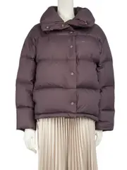 Purple Funnel Neck Puffer Jacket