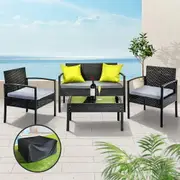 Gardeon Outdoor Furniture Lounge Setting Garden Patio Wicker Cover Table Chairs